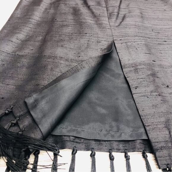 Vintage Maggy L Black Silk Embroidered Fringe Skirt Y2K Romantic Fairygoth - Picture 12 of 16